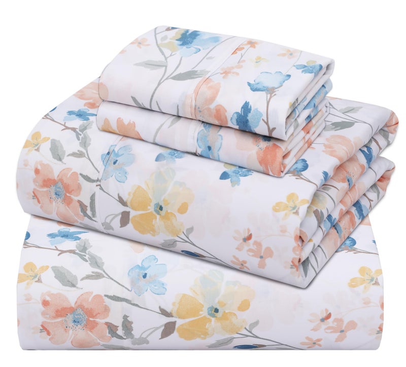 ZOYER 100% Cotton Sheets â€“ Queen Size Percale Bedding, Cooling & Breathable, Durable with a Crisp, Soft & Comfortable Feel, 16" Deep Pocket, 4-Piece Set, Summer Spring - Image 1