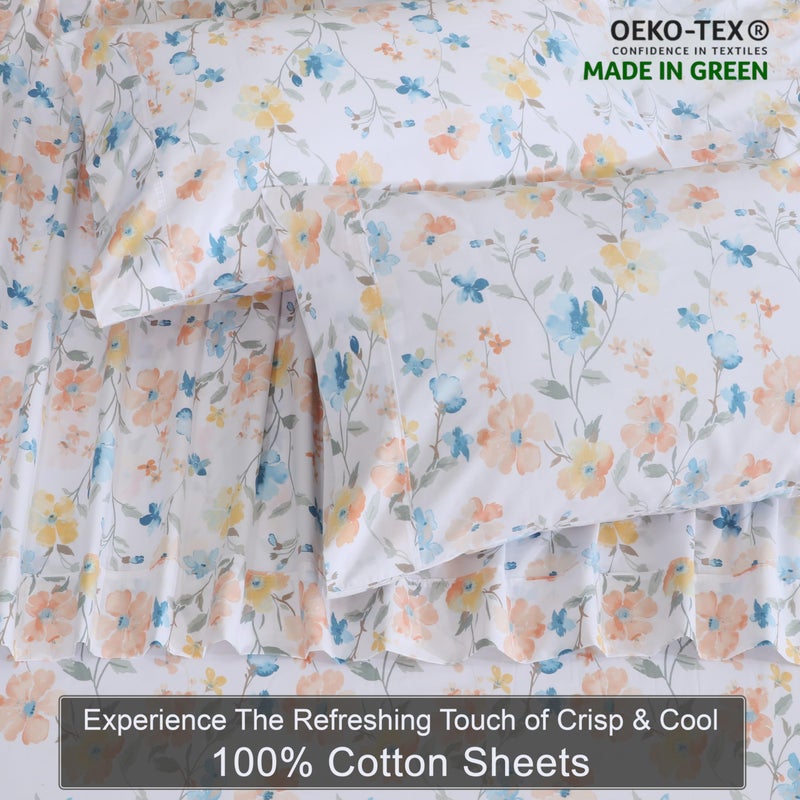 ZOYER 100% Cotton Sheets â€“ Queen Size Percale Bedding, Cooling & Breathable, Durable with a Crisp, Soft & Comfortable Feel, 16" Deep Pocket, 4-Piece Set, Summer Spring - Image 5