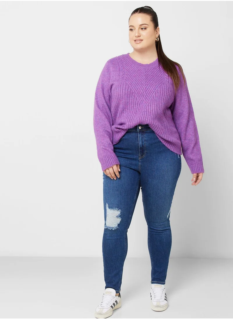 Only Carmakoma Round Neck Knitted Sweater