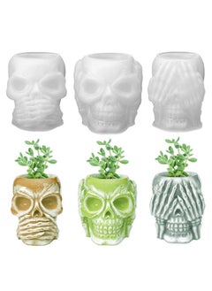 Generic Diy Resin Drip Grafting Gypsum Mold Silent Body Vase Skull Head Potted Plant Candle Holder Silicone Mold Kitchen Tableware-Specifications: Skull Pot Mold  - Image 2
