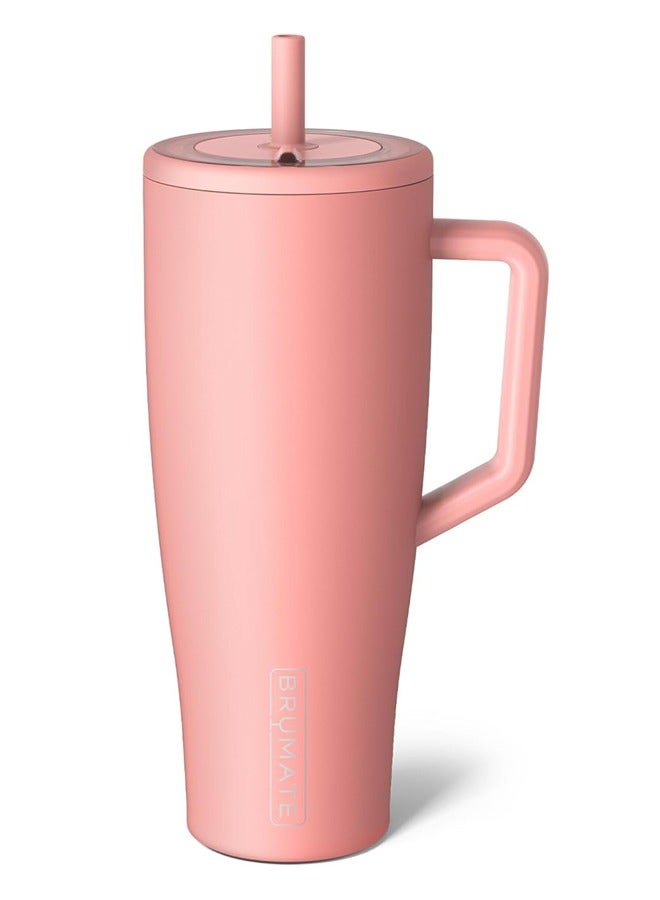 BRUMATE 40 oz Tumbler with Handle and Straw | 100% Leakproof Insulated Tumbler with Lid and Straw | Made of Stainless Steel | Cup Holder Friendly Base | 40oz (Guava) - Image 1