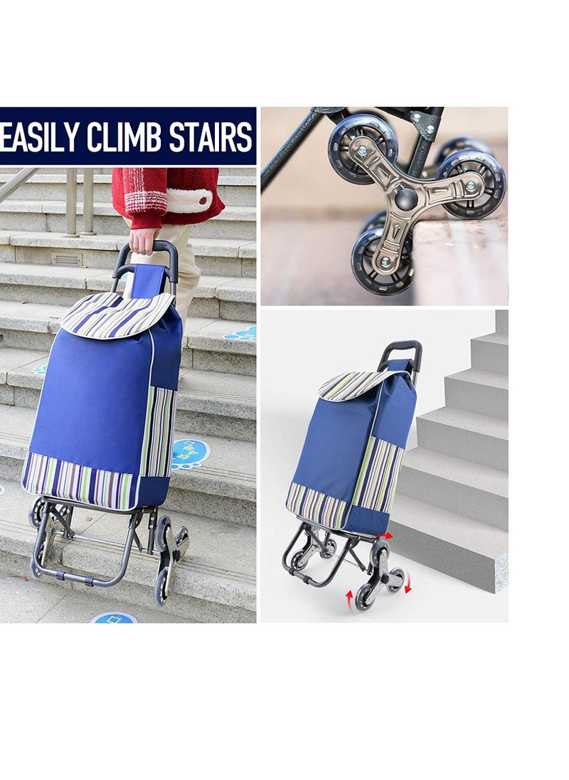 COOLBABY foldable shopping cart, heavy duty grocery cart with rubber tri wheel for easy to climb stairs, large capacity waterproof bag trolley ,shopping cart, red.