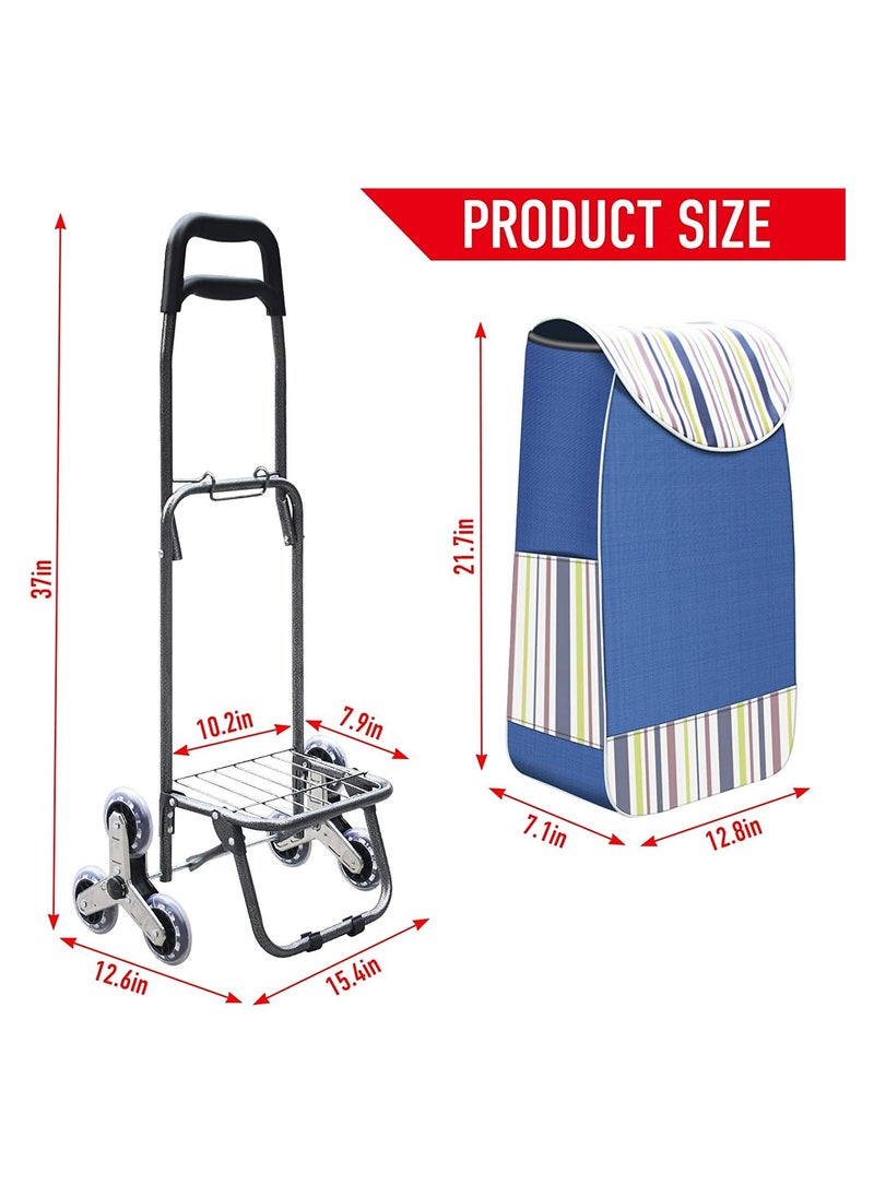COOLBABY foldable shopping cart, heavy duty grocery cart with rubber tri wheel for easy to climb stairs, large capacity waterproof bag trolley ,shopping cart, red.