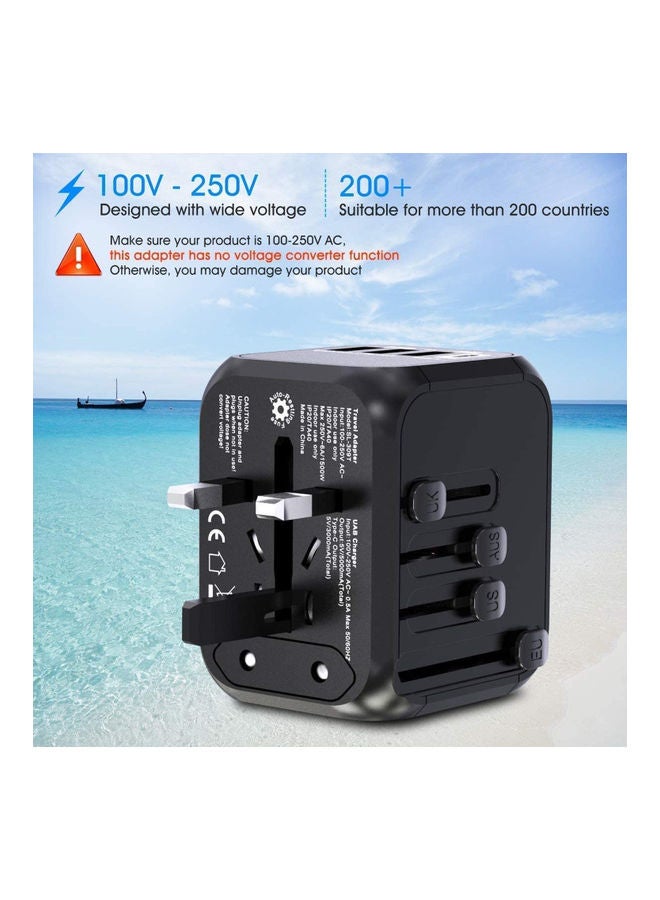NIBEMINENT Universal Travel Power Adapter Black/Silver  - Image 4