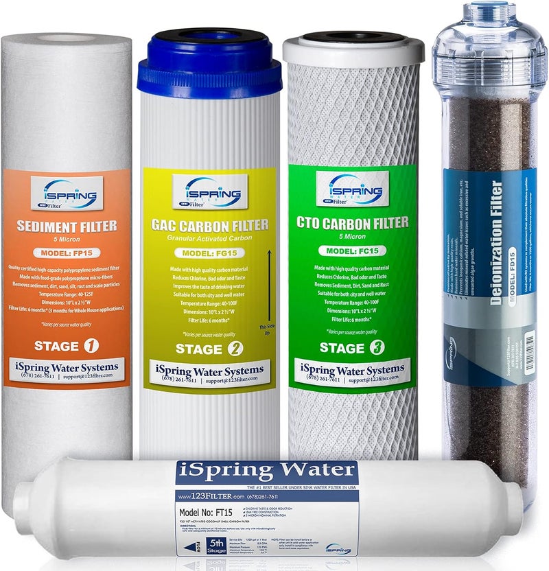 iSpring فلتر استبدال نظام التناضح العكسي iSpring RO DI مجموعة 10 لمرجان الأكواريوم - Image 1