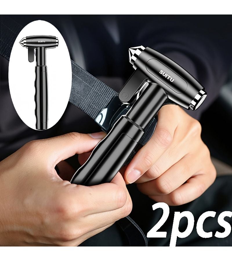 2pcs Black Emergency Escape Tools with Window Breaker and Seatbelt Cutter, Multifunctional Rescue Hammer for Life-Threatening Situations - Image 1