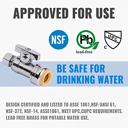SUNGATOR Straight Stop Valve, 12-Pack SUNGATOR Straight Water Shut Off Valve 1/2 x 3/8 Inch Compression, Toilet Water Shutoff, 1/4 Turn, No Lead Brass Push-to-Connect Plumbing Fittings for PEX Pipe,Copper,CPVC - Image 2