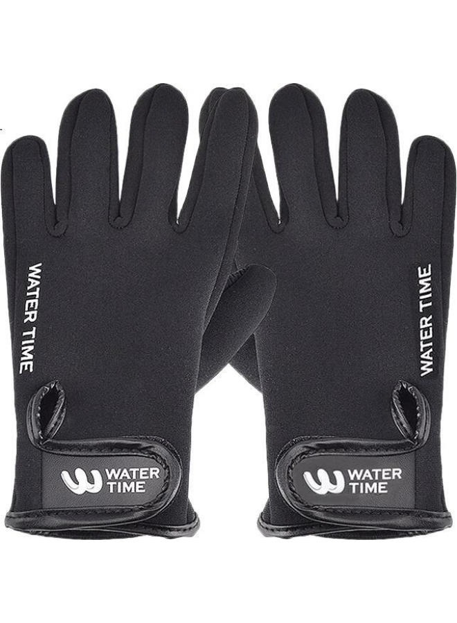 Watertime/Shuichuan Winter Swimming Gloves, Diving Swimming Adult Warm Anti-Freeze Non-Slip Fitting Wear-Resistant Gloves, Black M - Image 2