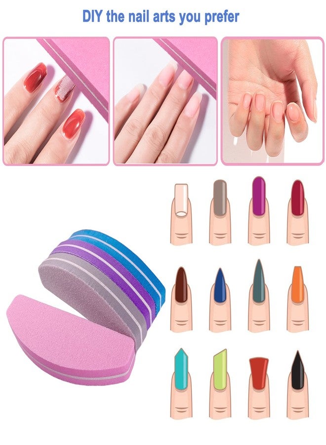 GigaGround Nail Buffers (40 pcs), Buffer Block Nail Files Bulk for Acrylic Nails and Natural Nails Double Sided 100/180 Grit Portable Washable Sanding Buffing Buffers Arc Shape (40Pcs Multicolor) - Image 5