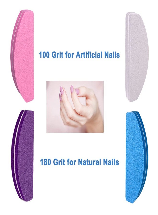 GigaGround Nail Buffers (40 pcs), Buffer Block Nail Files Bulk for Acrylic Nails and Natural Nails Double Sided 100/180 Grit Portable Washable Sanding Buffing Buffers Arc Shape (40Pcs Multicolor) - Image 2