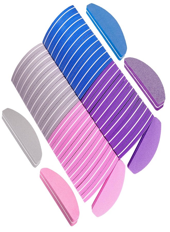 GigaGround Nail Buffers (40 pcs), Buffer Block Nail Files Bulk for Acrylic Nails and Natural Nails Double Sided 100/180 Grit Portable Washable Sanding Buffing Buffers Arc Shape (40Pcs Multicolor) - Image 1
