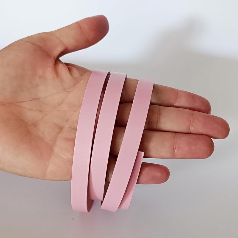 Aezzo Flat Genuine Leather Cord for Bracelet Making 3/8 in. - Real Leather Strip for Jewelry, Keychain, DIY Craft Making, Watch Band, Purse Strap, 1.1 Yard (Light Rose) - Image 2
