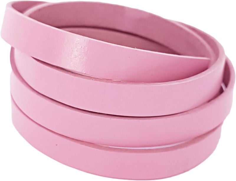 Aezzo Flat Genuine Leather Cord for Bracelet Making 3/8 in. - Real Leather Strip for Jewelry, Keychain, DIY Craft Making, Watch Band, Purse Strap, 1.1 Yard (Light Rose) - Image 1