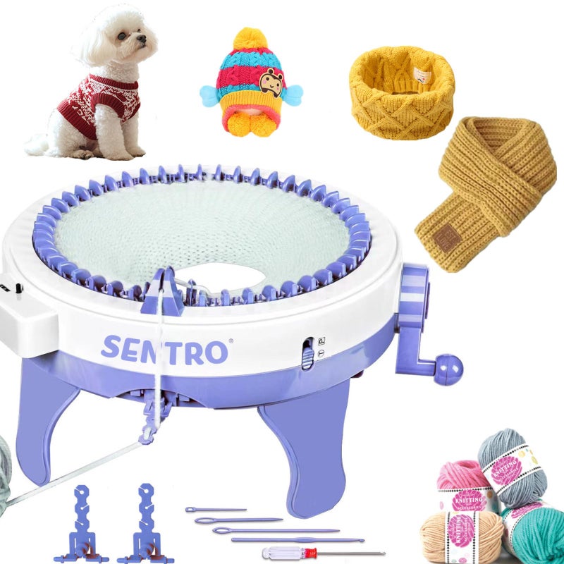 Zcvtbye Knitting Machine,SENTRO 48 Needles Knitting Machines with Row Counter, Smart Weaving Round Loom,Double Knit Loom Machine Kit,DIY Knit Scarf Hat Sock - Image 1