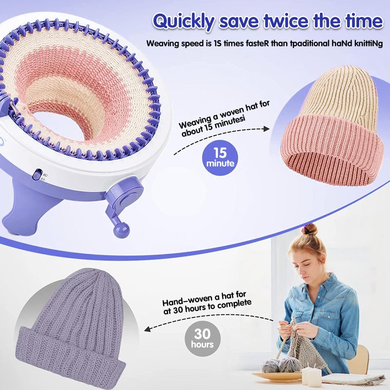 Zcvtbye Knitting Machine,SENTRO 48 Needles Knitting Machines with Row Counter, Smart Weaving Round Loom,Double Knit Loom Machine Kit,DIY Knit Scarf Hat Sock - Image 3