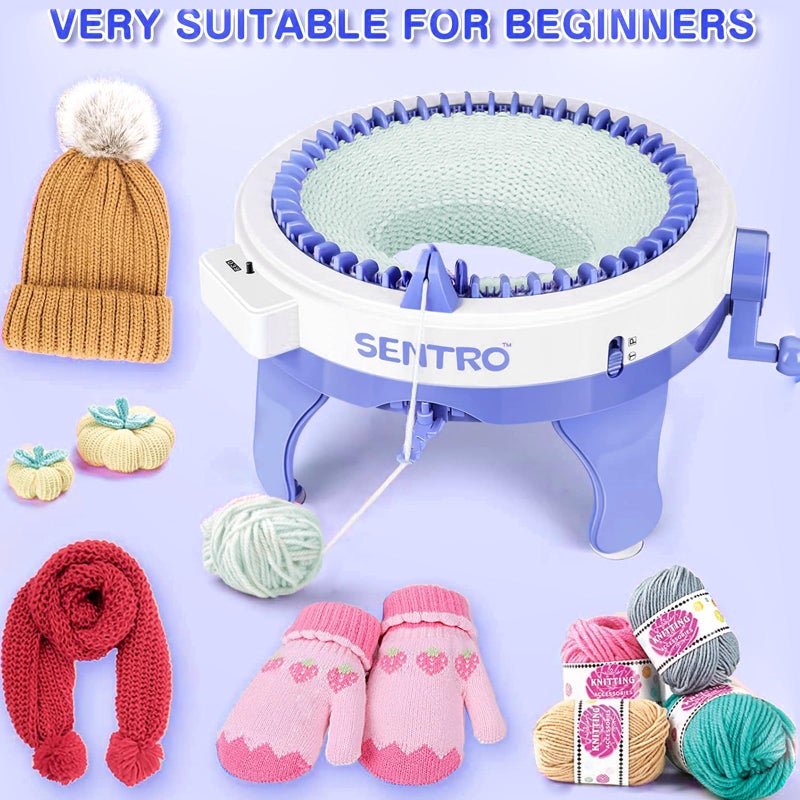 Zcvtbye Knitting Machine,SENTRO 48 Needles Knitting Machines with Row Counter, Smart Weaving Round Loom,Double Knit Loom Machine Kit,DIY Knit Scarf Hat Sock - Image 2