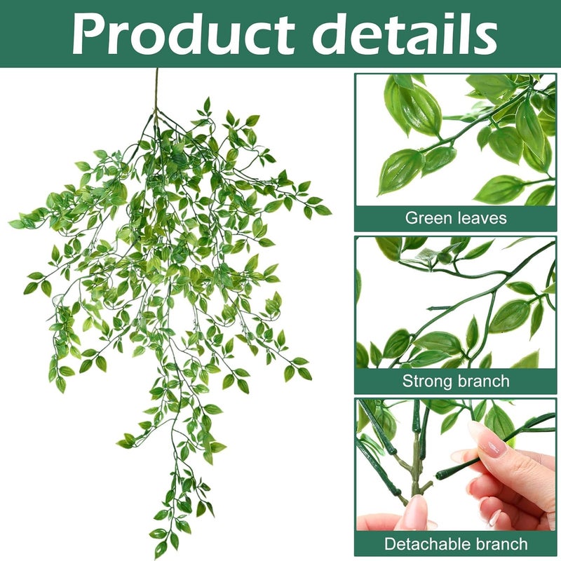 Hoteam 12 Pcs Artificial Hanging Plants Fake Ivy Vines with Fake Leaves for Living Room Decor Indoor Outdoor Decorations for Patio Artificial Plants Greenery for House Wall, No Baskets (Simple) - Image 3