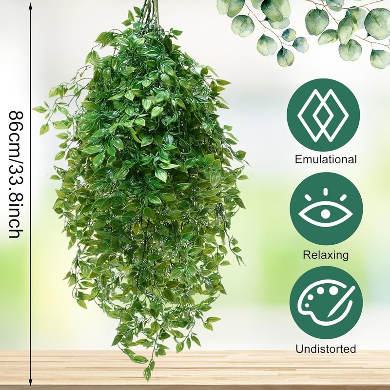 Hoteam 12 Pcs Artificial Hanging Plants Fake Ivy Vines with Fake Leaves for Living Room Decor Indoor Outdoor Decorations for Patio Artificial Plants Greenery for House Wall, No Baskets (Simple) - Image 2