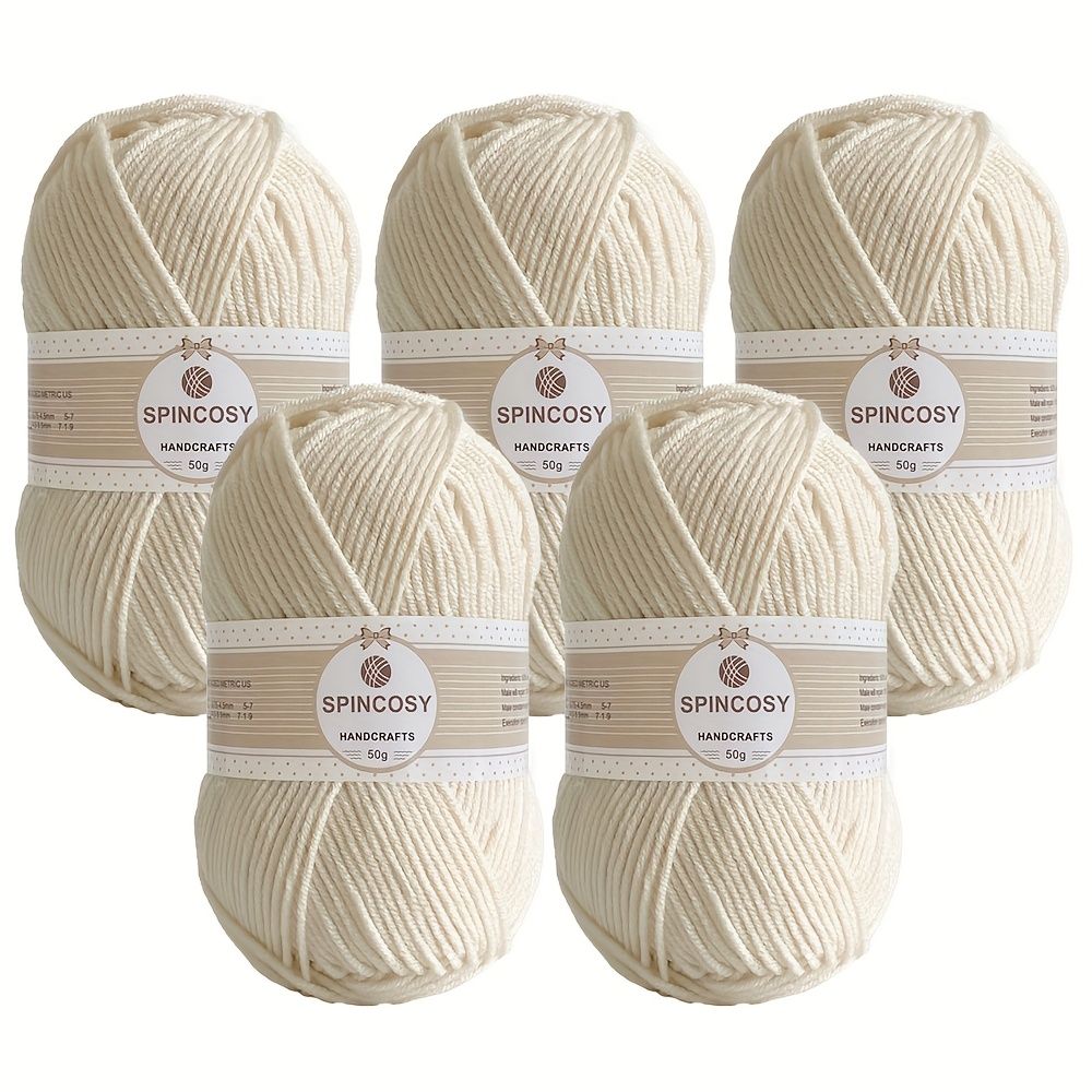5 Pack Acrylic Yarn 4 Ply Medium Weight 8.82 Oz Total Hand Knitting Skeins Soft Durable Sweater Scarf Set Light Pink