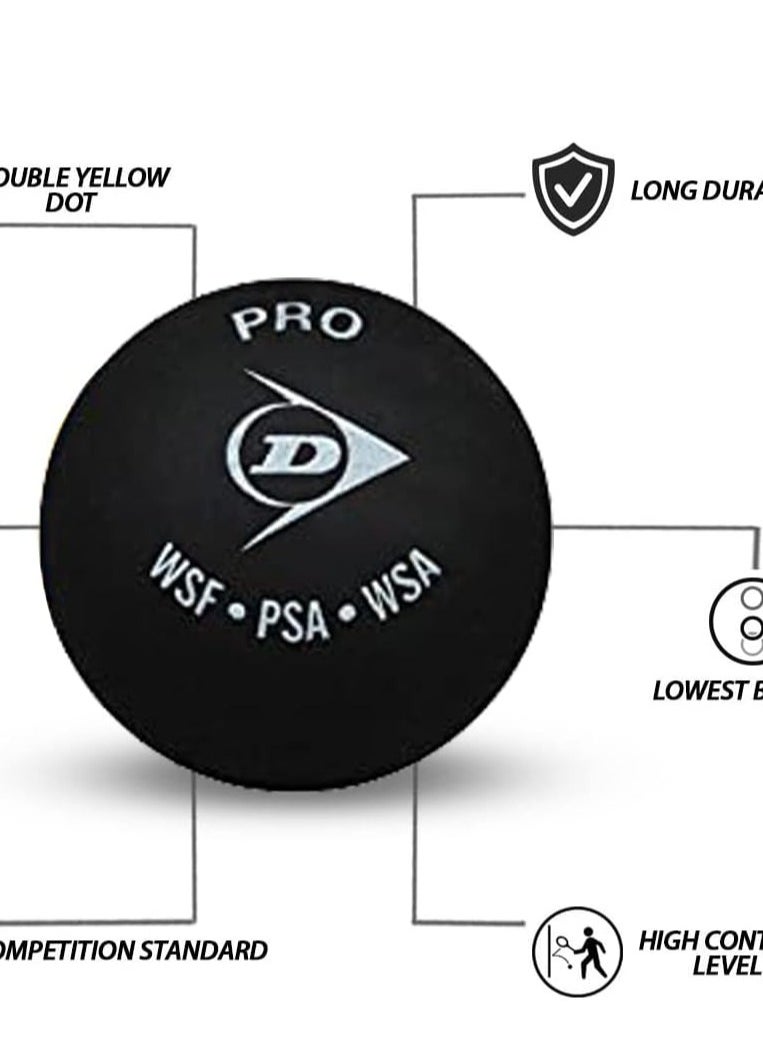 DUNLOP Dunlop Pro Squash Balls Yellow Dot - WSF & WSA & PSA Official Ball - 01 Pck 12 PCS  - Image 4