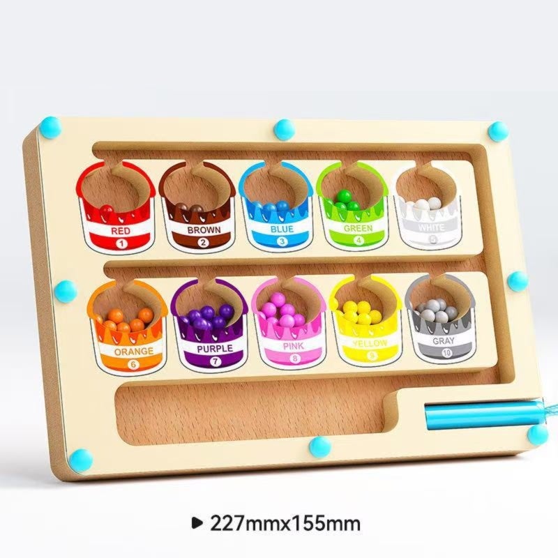 Magnetic Wooden Maze Puzzle: 11.8" X 11.8" Sturdy Hardwood - No Mess Hands-On Learning Toy for Preschool Kids Ages 3-5 Yrs