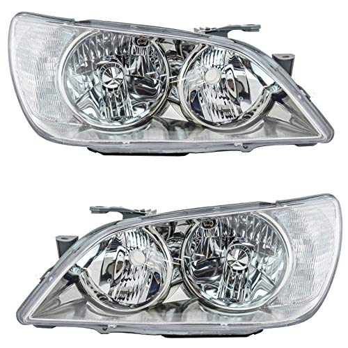 TRQ Driver & Passenger Side Headlight Assembly Set Headlights Driver & Passenger Side Compatible with 2001-2005 Lexus IS300 LX2502121 LX2503121 - Image 1