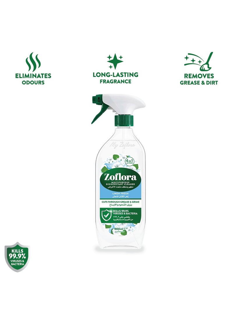 Zoflora Multi-Purpose Disinfectant Antibacterial Spray Linen Fresh 800ml  - Image 2