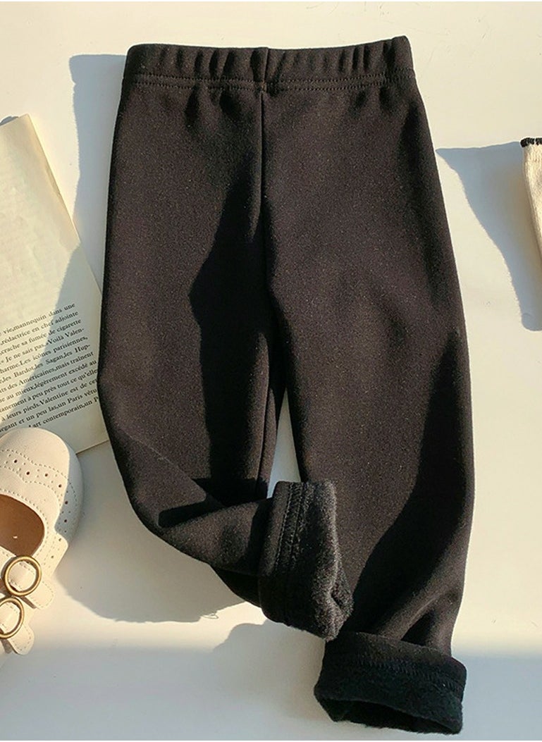 Loquat - Kids Solid Color Thick Thermal Underwear Pants Cotton Soft Long Johns Base Layer Bottom Children's Pajama Pants Black - Image 1