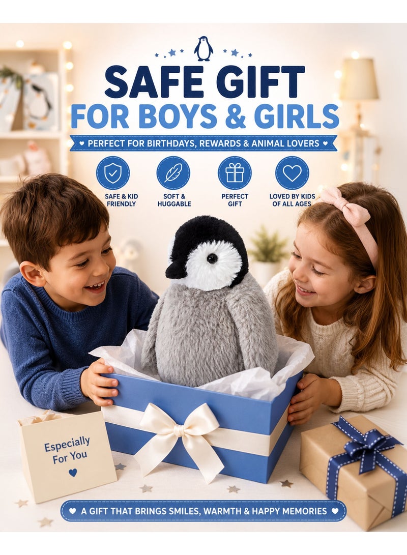Wild Planet Penguin Plush Toy 20CM Cute Soft Stuffed Animal Plushie Fluffy Penguin Doll Cuddly Wildlife Plush Toy for Kids Boys Girls Baby Nursery Bedroom Decor Hugging Sleeping Companion Birthday Gift - Image 4