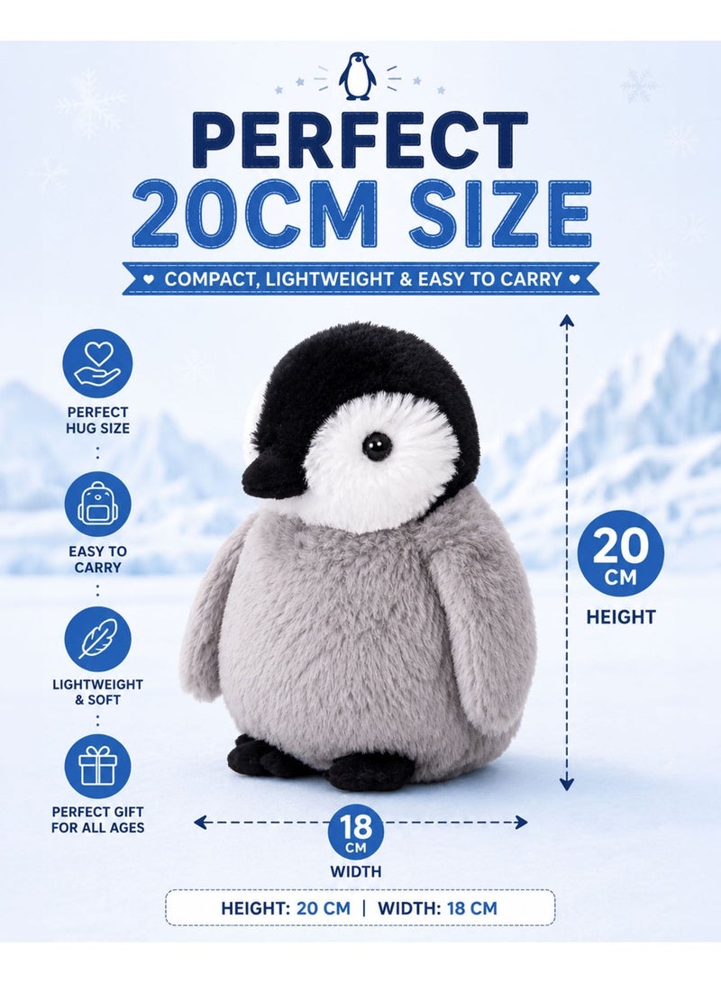Wild Planet Penguin Plush Toy 20CM Cute Soft Stuffed Animal Plushie Fluffy Penguin Doll Cuddly Wildlife Plush Toy for Kids Boys Girls Baby Nursery Bedroom Decor Hugging Sleeping Companion Birthday Gift - Image 3