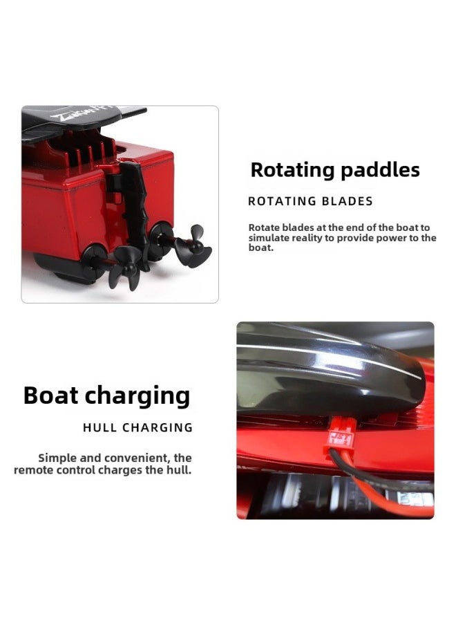2.4g Mini Remote Control High-speed Speedboat Remote Control Boat With Lights Sailing Model Water Children's Toy 888-Color:White.  - Image 4