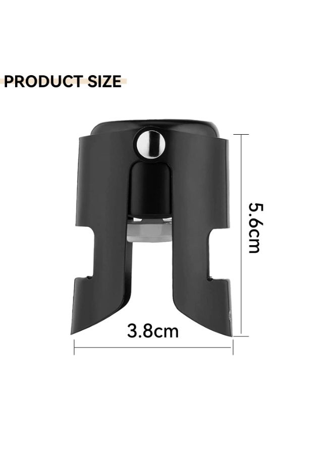 JZS Champagne Stoppers Stainless Steel Champagne Saver With Food Grade Silicone Leak proof Keep Fresh Suitable for Champagne, Cava, Prosecco and Sparkling (Black, 3 Pack) - Image 3
