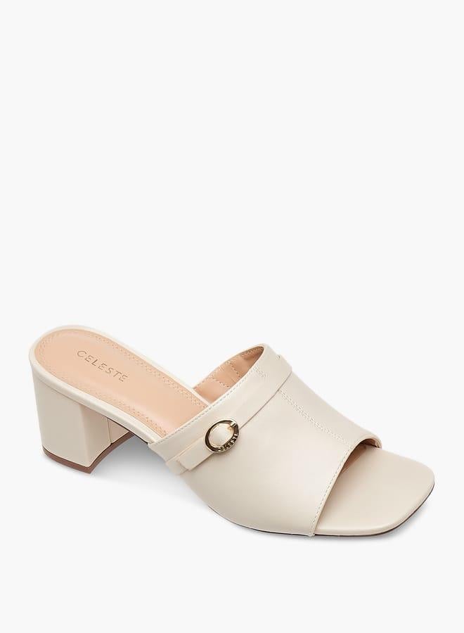 سيليست صنادل نسائية سهلة الارتداء بكعب عريض وزخرفة بإبزيم - Image 1