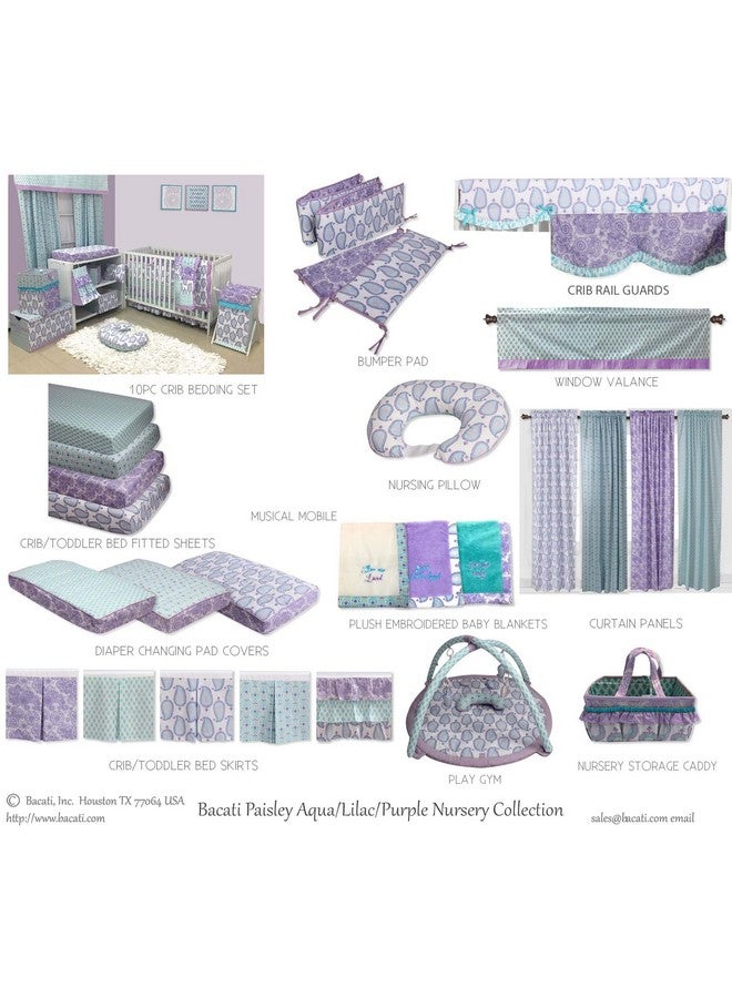 Bacati Paisley Floral Quilted Changing Pad Cover (Lilac/Purple/Aqua Paisley) - Image 3