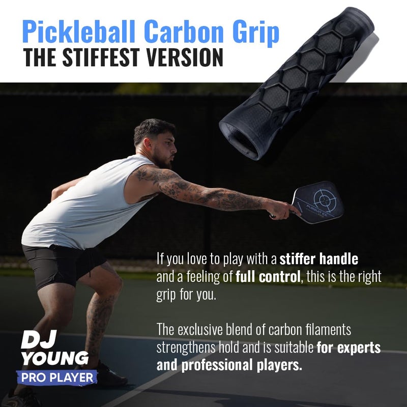 Hesacore Pickleball Paddle Carbon Grip - 5.25in - Stiff Feel - Supports Tennis Elbow, Enhances Grip Strength, Reduces Vibration with Finger Support and Anti-Sweat - Small - Image 5