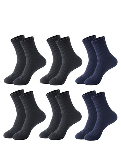 Mens Vertical Stripes Crew Socks Pack of 6