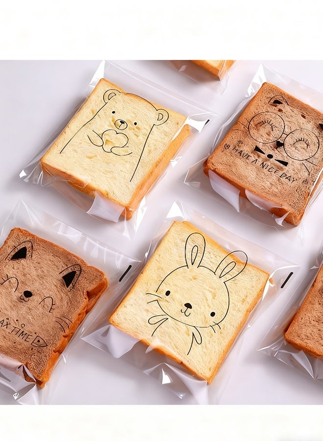 هابي دي 100 قطعة أكياس تغليف للخبز، أكياس حلوى للزفاف، أكياس خبز محمص، أكياس بسكويت، أكياس حلوى، أكياس تخزين، أكياس تغليف وتخزين طعام شفافة، صديقة للبيئة - Image 3