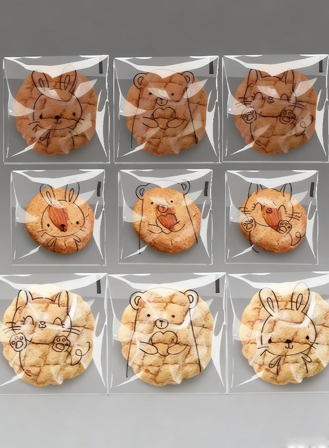 هابي دي 100 قطعة أكياس تغليف للخبز، أكياس حلوى للزفاف، أكياس خبز محمص، أكياس بسكويت، أكياس حلوى، أكياس تخزين، أكياس تغليف وتخزين طعام شفافة، صديقة للبيئة - Image 4