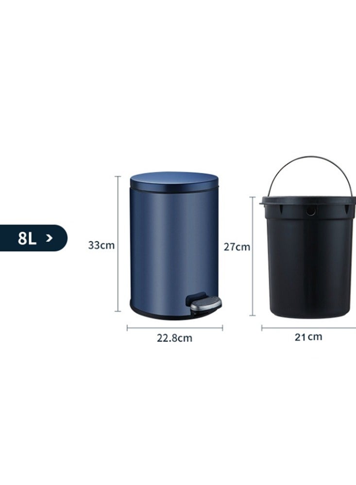 8L Trash Can, Brushed Stainless Steel Dustbin, Round Trash Bin With Soft-Close Foot Pedal, Smudge Resistant Dust Bin for Kitchen Bathroom Bedroom Living Room (8L-Black)  - Image 4