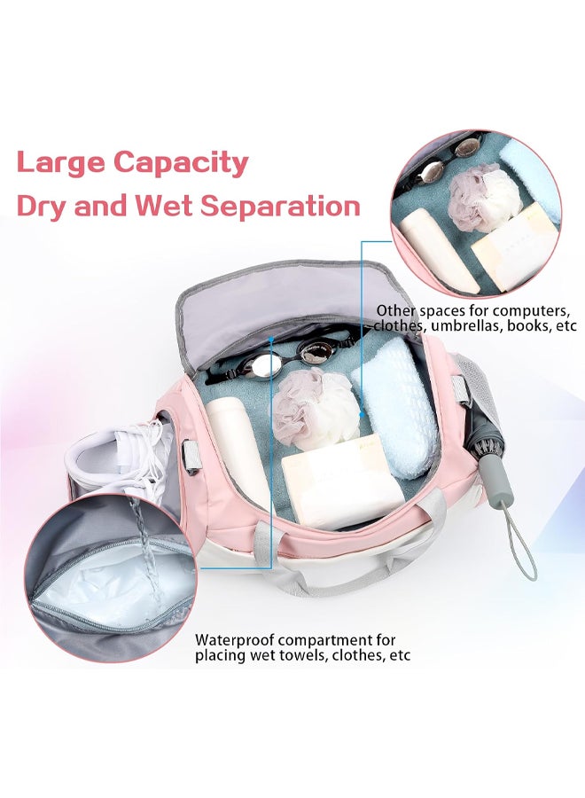 مي تشاو حقيبة رياضية نسائية من النايلون، حقيبة سياحية، حقيبة كتف، حقيبة كروس، حقيبة يد، حقيبة تريللي، بسعة كبيرة مع جيوب متعددة، متينة، مقاومة للماء، قسم خاص للأحذية، جيب للفصل بين الأشياء الجافة والرطبة، حقيبة للاستخدام اليومي والسفر. - Image 5