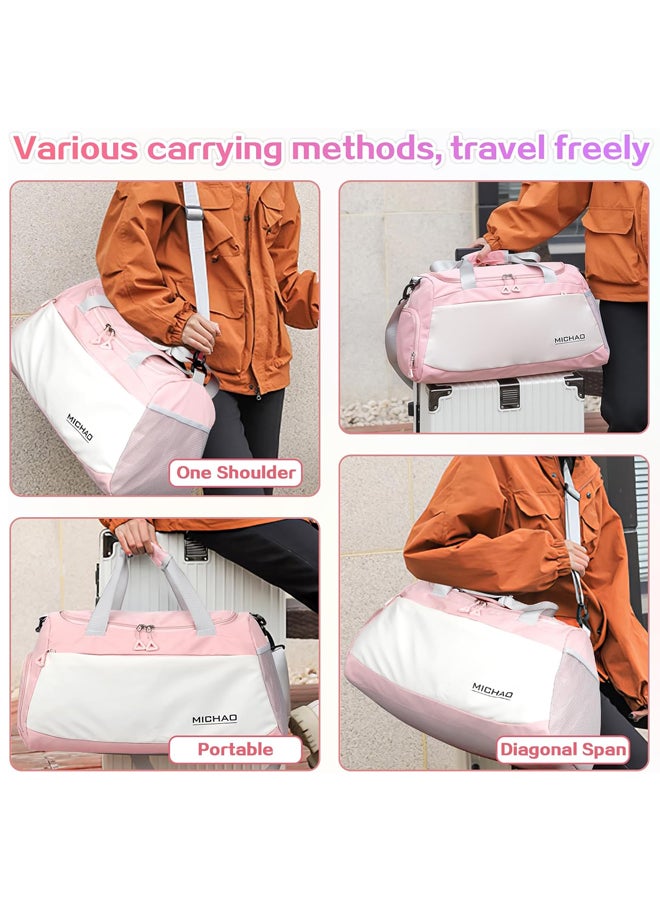 مي تشاو حقيبة رياضية نسائية من النايلون، حقيبة سياحية، حقيبة كتف، حقيبة كروس، حقيبة يد، حقيبة تريللي، بسعة كبيرة مع جيوب متعددة، متينة، مقاومة للماء، قسم خاص للأحذية، جيب للفصل بين الأشياء الجافة والرطبة، حقيبة للاستخدام اليومي والسفر. - Image 3