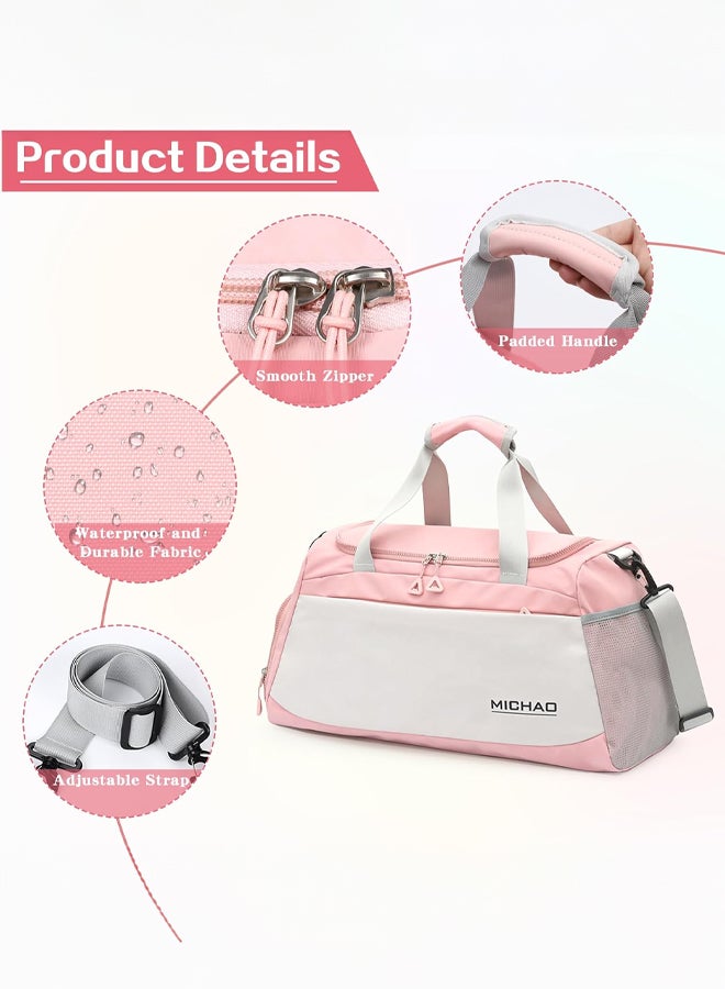 مي تشاو حقيبة رياضية نسائية من النايلون، حقيبة سياحية، حقيبة كتف، حقيبة كروس، حقيبة يد، حقيبة تريللي، بسعة كبيرة مع جيوب متعددة، متينة، مقاومة للماء، قسم خاص للأحذية، جيب للفصل بين الأشياء الجافة والرطبة، حقيبة للاستخدام اليومي والسفر. - Image 4
