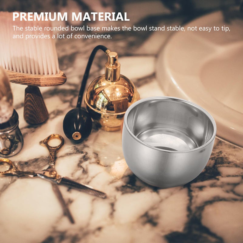 Stainless Steel Double Layer Shaving Soap Bowl 200ml Silver For Professional Lathering - Image 4