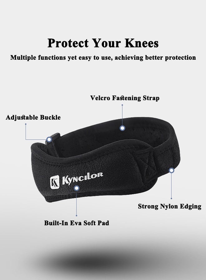 kyncilor 1 Pcs Professional Sports Patella Strap, Adjustable Breathable & Shock Absorption Patella Knee Support Strap Brace for Sport, Workout, Fitness, Meniscus Tear, Arthritis, ACL, Joint Pain Relief (One Size, Black) - Image 4