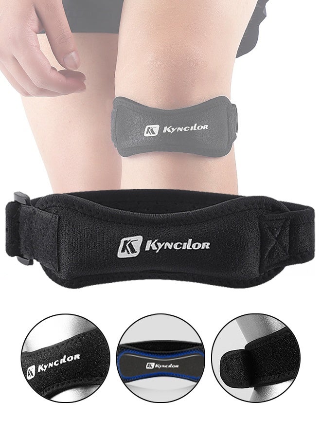 kyncilor 1 Pcs Professional Sports Patella Strap, Adjustable Breathable & Shock Absorption Patella Knee Support Strap Brace for Sport, Workout, Fitness, Meniscus Tear, Arthritis, ACL, Joint Pain Relief (One Size, Black) - Image 1