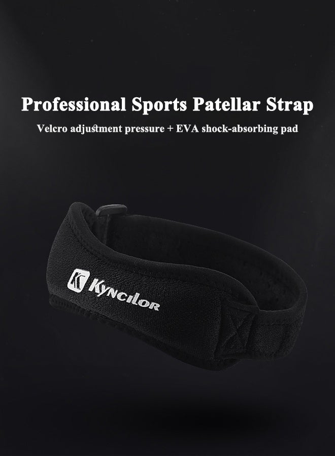kyncilor 1 Pcs Professional Sports Patella Strap, Adjustable Breathable & Shock Absorption Patella Knee Support Strap Brace for Sport, Workout, Fitness, Meniscus Tear, Arthritis, ACL, Joint Pain Relief (One Size, Black) - Image 2
