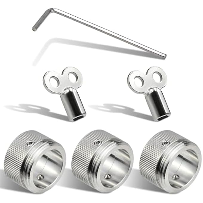 3PCS M30 X 1.5 304 STAINLESS STEEL RADIATOR THERMOSTAT ADAPTER WITH 2PCS BLEED KEYS FOR HEATING VALVE, INNER DIAMETER 22 MM HEATING THERMOSTAT HEAD WITH HEX KEY - Image 1