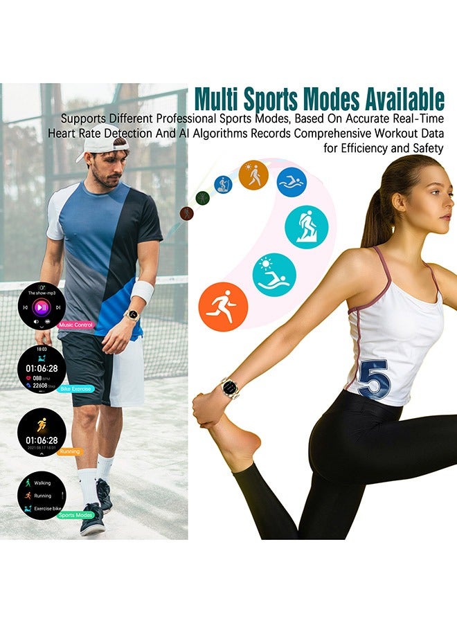 رولستيمي الرجال ساعة ذكية النساء 1.28 " أمولد للماء ساعة ذكية صغيرة ، جهاز تعقب للياقة البدنية مع النوم رصد النشاط المقتفي لالروبوت وفون (الذهب) - Image 5