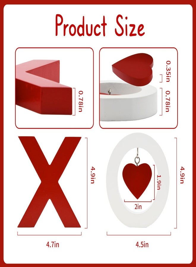 زينة عيد الحب من كرافلوكس، لافتات خشبية XOXO، زينة خشبية حمراء وبيضاء لعيد الحب للمنزل، صينية متعددة الطبقات لتزيين طاولة أو رف مدفأة عيد الحب، زينة حفلات الزفاف - Image 3