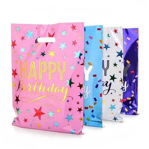 MAKABEE Medium(6.7 * 9.8inch) Happy Birthday Party Favor Bags 40 PCS Sustainable Goodies Loot Bags Bulk for Kids Baby Girls & Boys Birthday Return Gift 40 Packs - Image 1